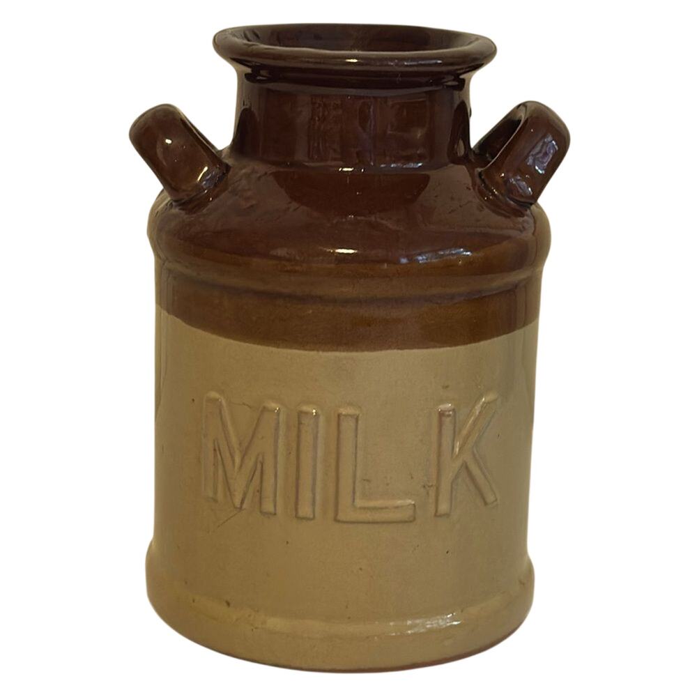 Vintage Brown Stoneware Milk Jug Crock 7” Farmhouse Rustic Decor